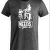 t-shirt med grafisk illustrasjon av en person på stor motorsykkel "bouncer" med en liten gutt på sin moped/motorsykkel, med teksten under: Tomorrow Needs You